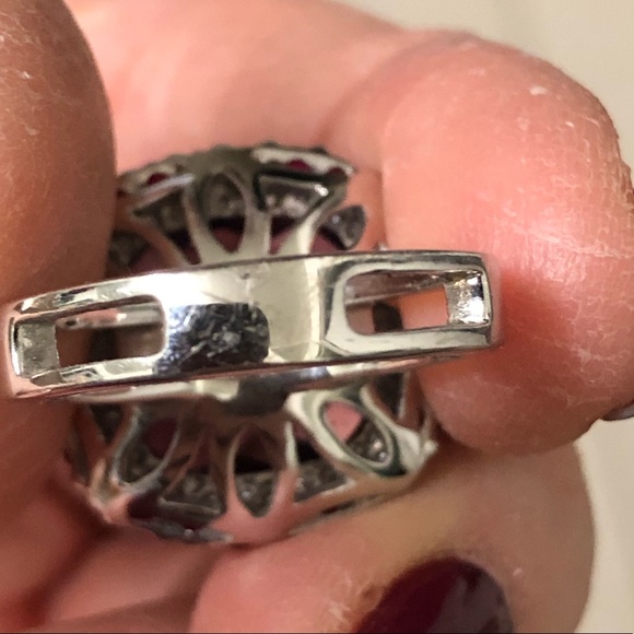 Gorgeous faceted unique Amethyst with garnets sterling ring, size 5 3/4 - Picture 4 of 10